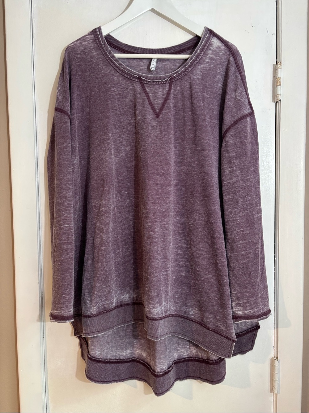 Z Supply Heathered Purple Crew Neck Pullover - Picture 3 of 9